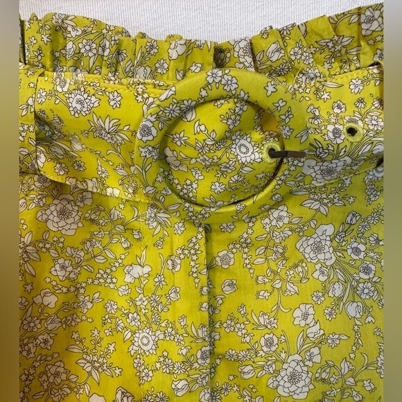 Reimagined J. Crew Liberty Flora Print Yellow Paperbag Shorts Size 2 - Picture 4 of 9